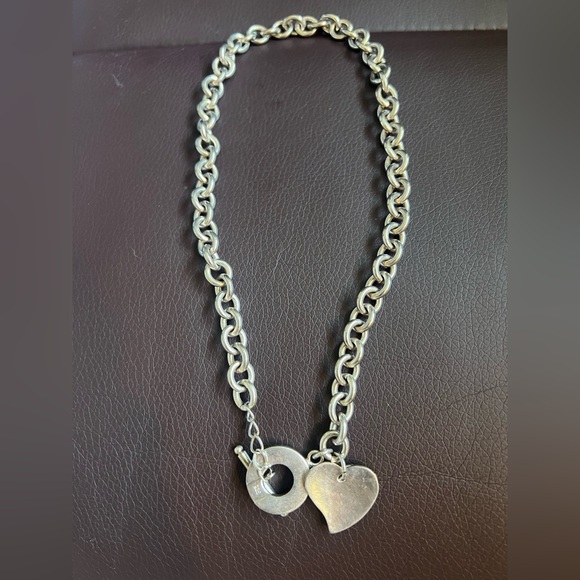 Vintage Chunky 925 silver toggle double heart necklace chain 65 grams! 16” long - Picture 3 of 5